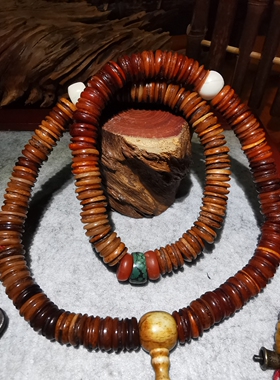 藏传老天铁金刚钺刀配老牦牛108佛珠项链