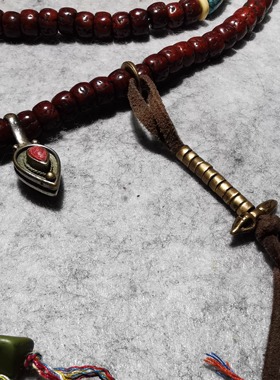 13819  藏传老金刚配保山南红顶珠绿松腰珠成套108佛珠