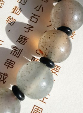 09478西亚千年三线天珠老青玉髓手串老南红老玛瑙高级珠宝配饰