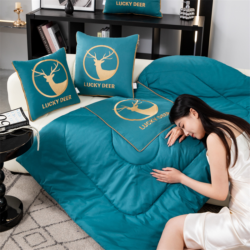 4斤1.8米宽纯棉全棉两用抱枕被子车载靠垫沙发办公室午休空调被毯 - 图0