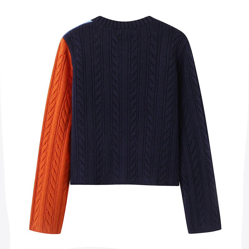 毛衣外套2025秋季新品童趣风景拼块毛织绞花圆领长袖短针织开衫女,淘宝优惠券,粉丝福利购,淘宝优惠卷