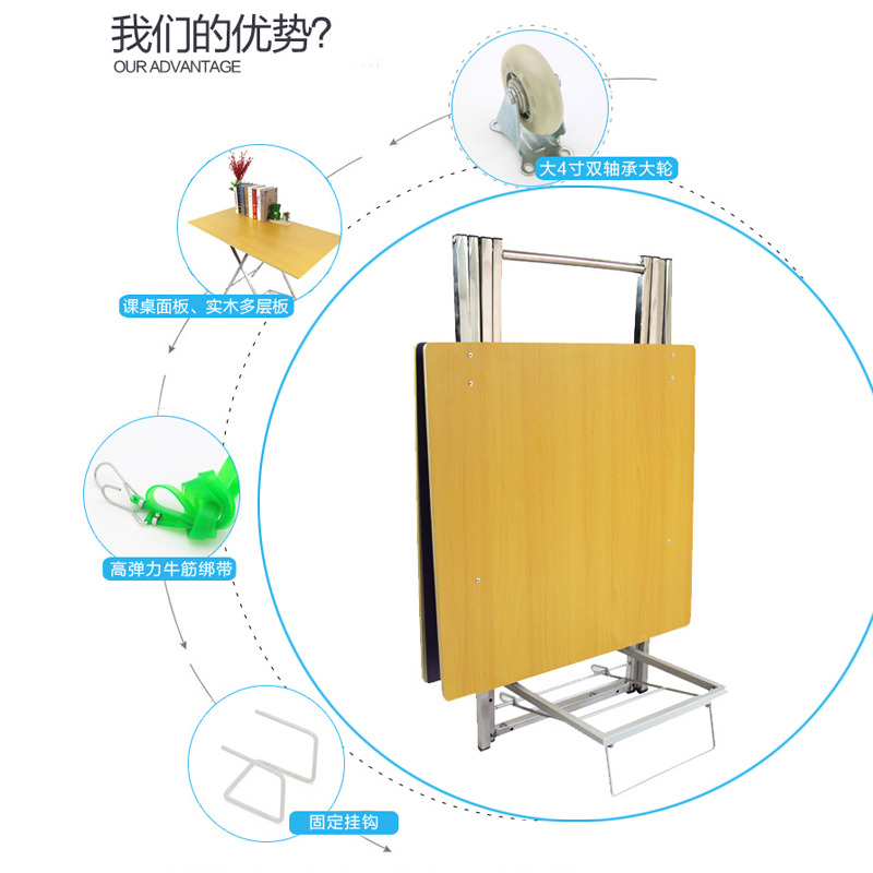 新上市地摊桌跑江湖摆摊货架多功能不锈钢折叠桌带轮手拉车宣传桌 - 图2