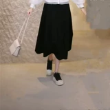 Модная черная юбка, городской стиль, высокая талия