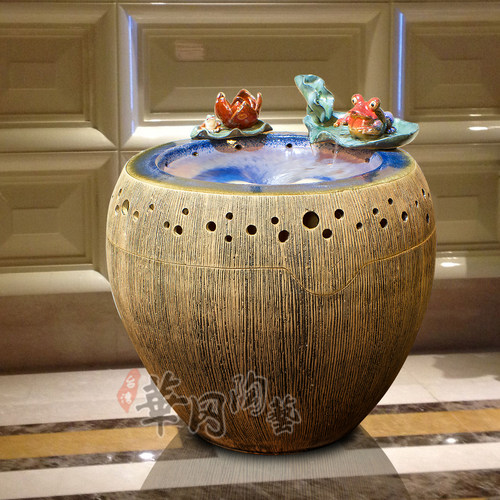 【台湾华冈】陶瓷风水轮 家居大型统领天下财招财流水摆件礼品 - 图0