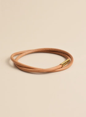 原创民族风极简diy爆款高档镀金真皮双叠女士手环牛皮手镯镀金