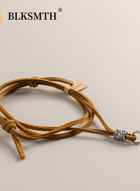 疯马皮牛皮项链s925银配饰绳帅气古着不掉色中国风手工真皮材质