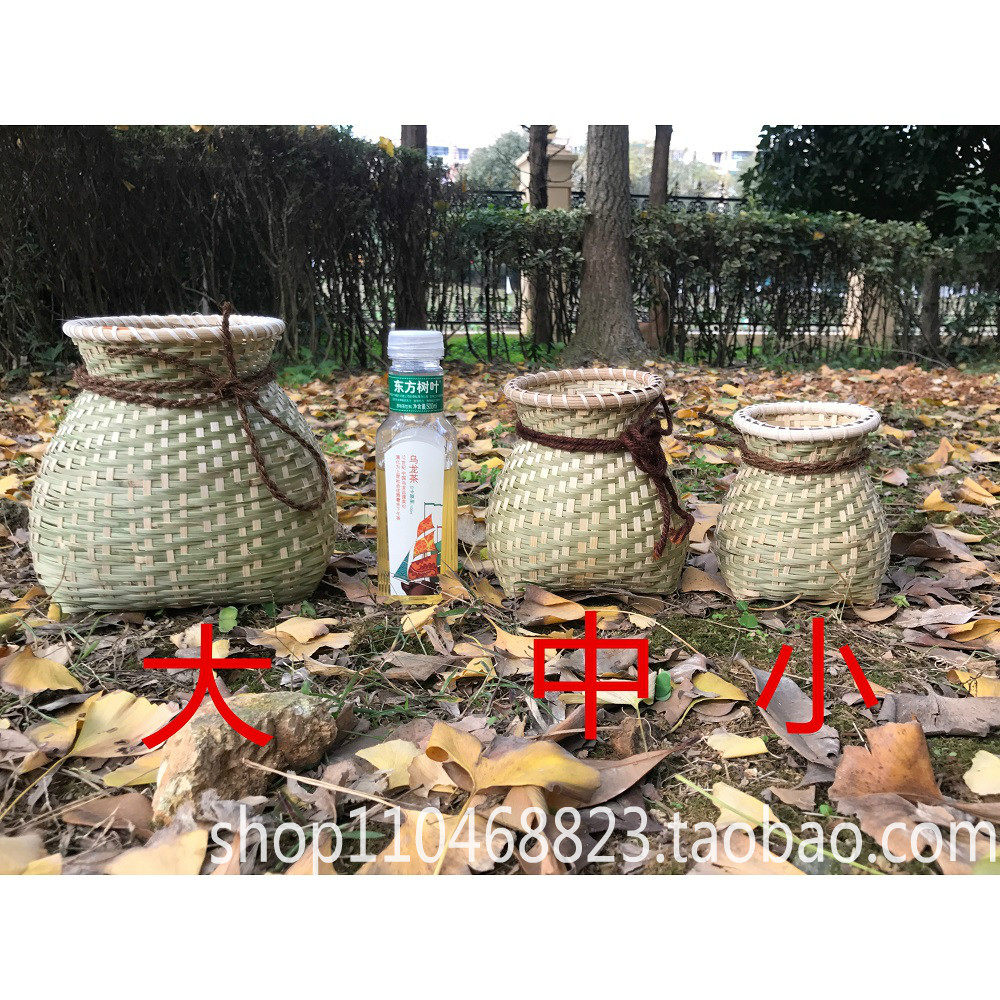 手工编织竹篓宝宝背篓鱼篓收纳筐小竹篮采茶装饰花盆竹编制品汉服_虎窝淘