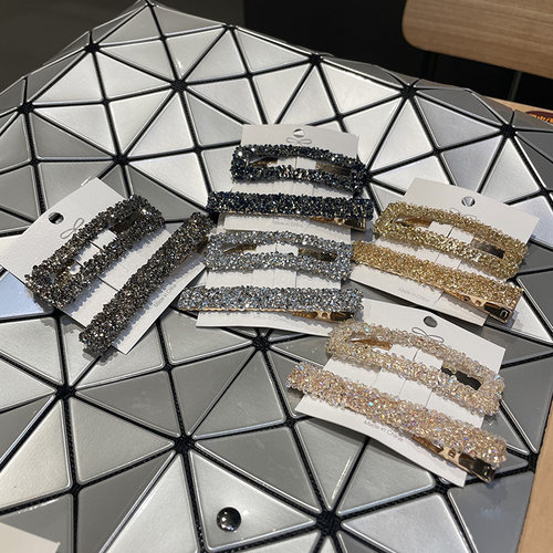 带钻水钻前额刘海一字侧边夹碎发夹子头饰头发卡子女鸭嘴bb后脑勺 - 图0