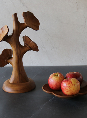 杯垫手工雕刻原创设计柚木摆件