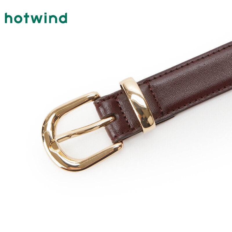 热风女士腰带2025年春季新款简约半椭圆针扣皮带复古百搭休闲皮带