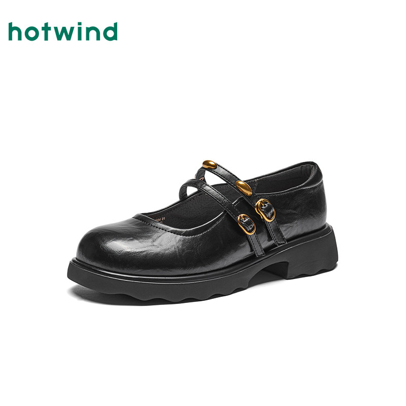 热风粗跟玛丽珍鞋女2026年春季新款百搭黑色女鞋配裙子休闲鞋子,淘宝优惠券,粉丝福利购,淘宝优惠卷