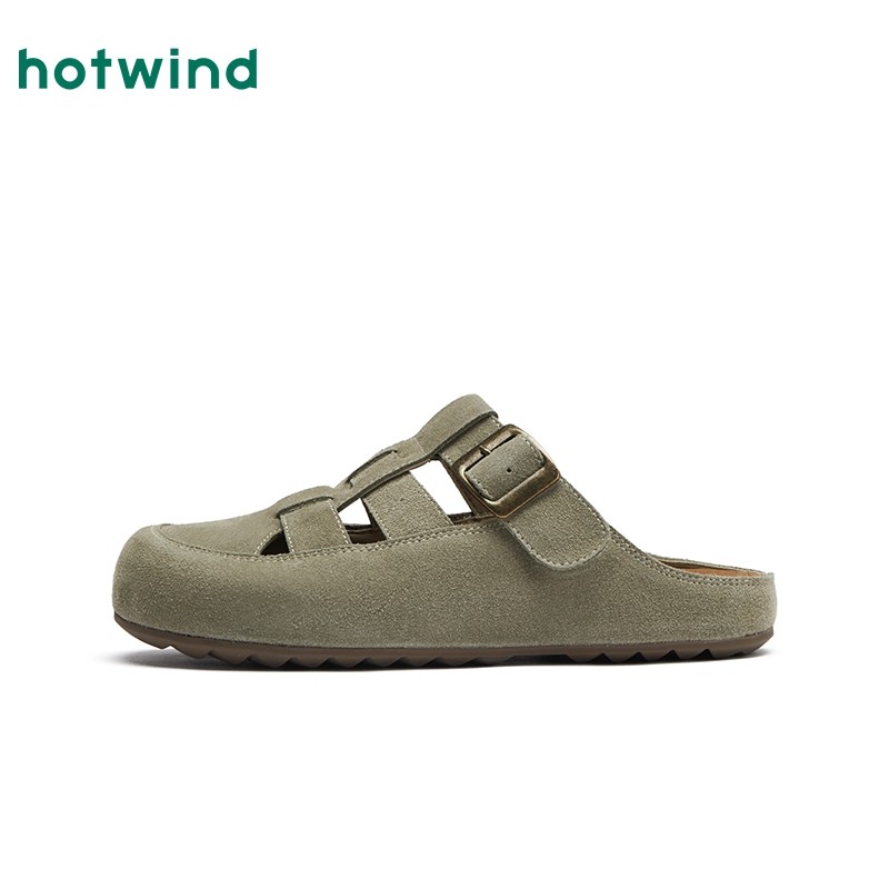 热风平底勃肯鞋女款2025年春季新款复古灰色勃肯半拖户外轻便女鞋,淘宝优惠券,粉丝福利购,淘宝优惠卷