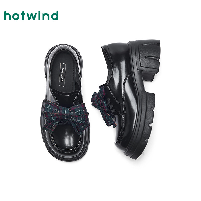 热风黑色小皮鞋女款2026年春季新款增高厚底乐福鞋学院风通勤女鞋,淘宝优惠券,粉丝福利购,淘宝优惠卷