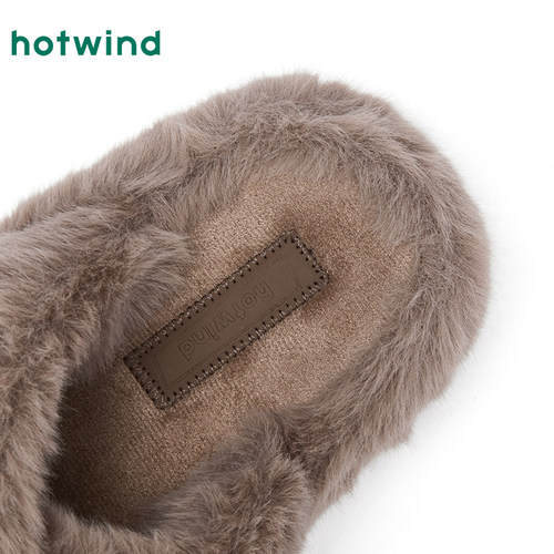 热风加绒毛毛拖女2025年冬季新款保暖毛绒家居鞋纯色百搭女鞋子 - 图1