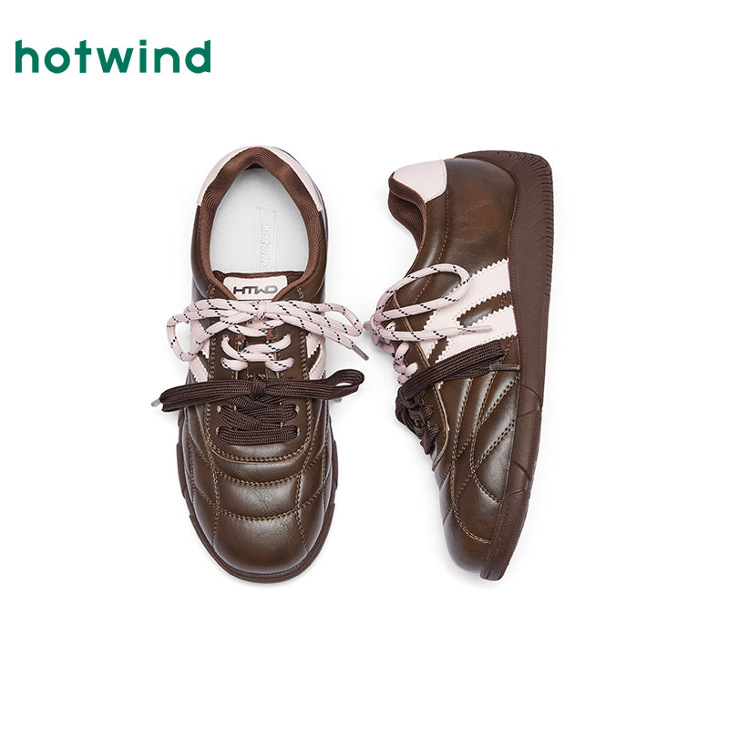 热风黑色德训鞋女2026年春季新款复古软底休闲鞋百搭双鞋带女鞋子,淘宝优惠券,粉丝福利购,淘宝优惠卷