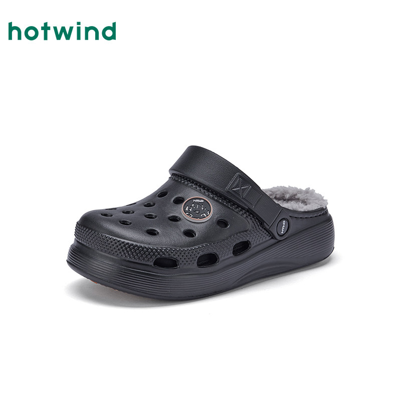 热风男鞋2025年冬季新款男士加绒保暖家居拖鞋灰色厚底包头半拖,淘宝优惠券,粉丝福利购,淘宝优惠卷