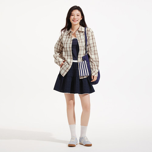 热风2026年夏季新款女士假两件吊带拼色休闲内搭打底衫吊带上衣 - 图3