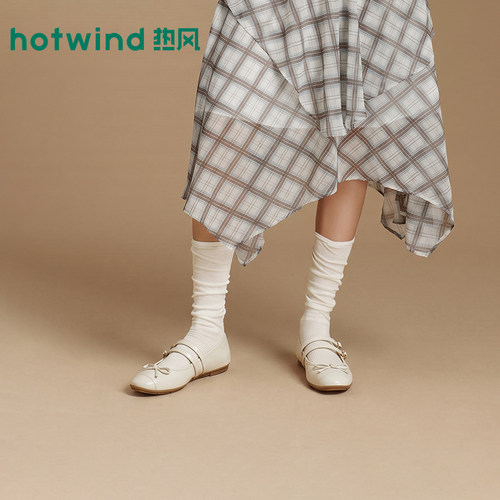 热风浅口单鞋2026年秋季新款蝴蝶结平底女鞋一字带鞋子H24W26313 - 图2
