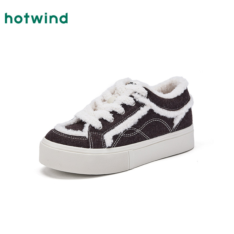 热风加绒休闲鞋女款2025年冬季新款复古毛绒拼接板鞋百搭女鞋子,淘宝优惠券,粉丝福利购,淘宝优惠卷