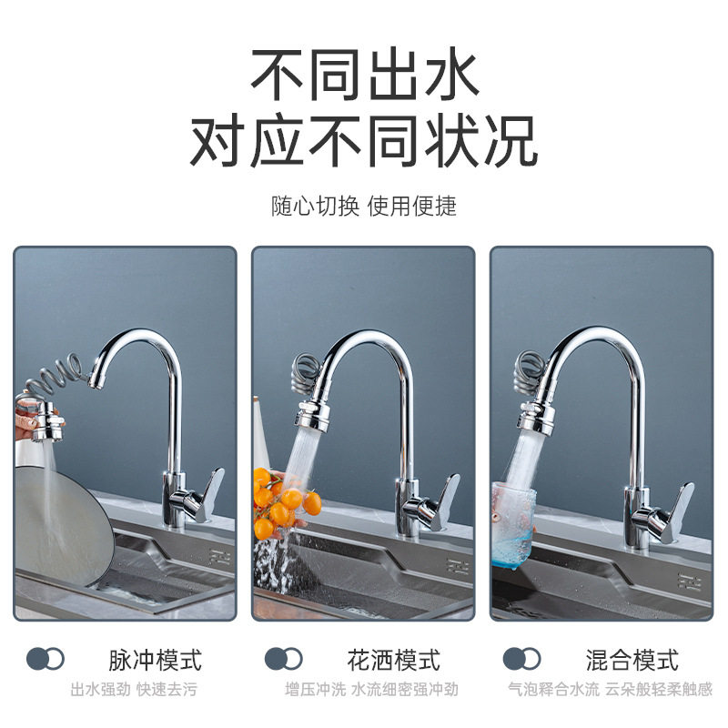厨房水龙头延伸器可伸缩抽拉外接花洒喷头防溅水神器加长万能接头