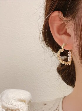 S925银针耳钉高级感金属耳环气质纯银2023年新款潮个性耳坠女耳饰