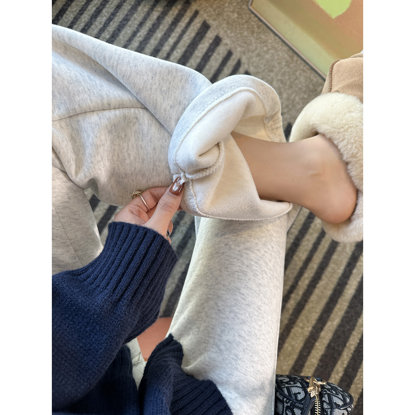 显瘦实力派！~精梳棉加绒高腰喇叭卫裤女小个子松紧腰弹力休闲裤,淘宝优惠券,粉丝福利购,淘宝优惠卷