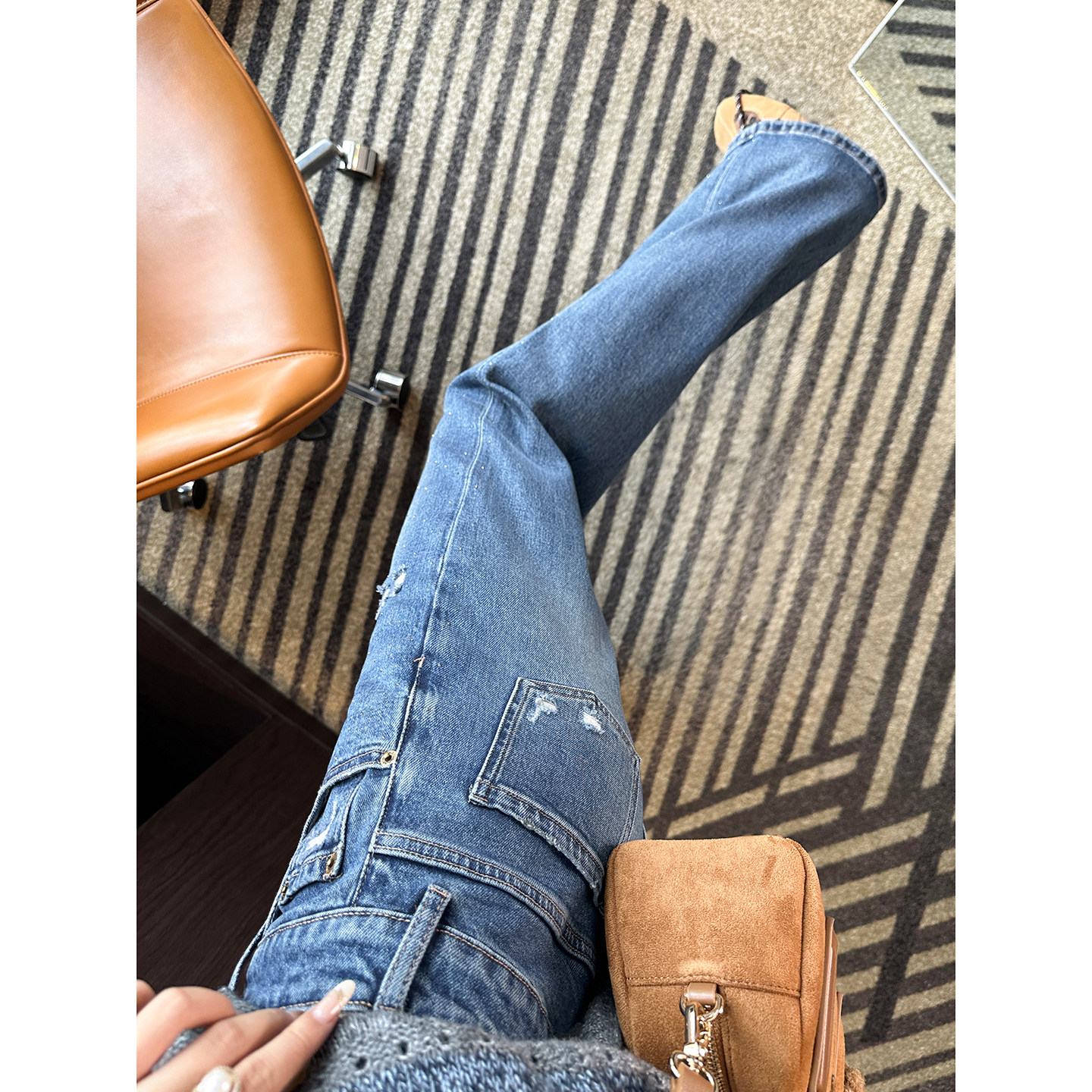 回头率敲高！~设计感破洞烫钻筒喇牛仔裤女春新宽松阔腿喇叭长裤,淘宝优惠券,粉丝福利购,淘宝优惠卷