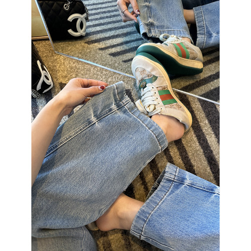 版型炒鸡好！~复古做旧弯刀牛仔裤显瘦宽松阔腿长裤子女2026新款 - 图3