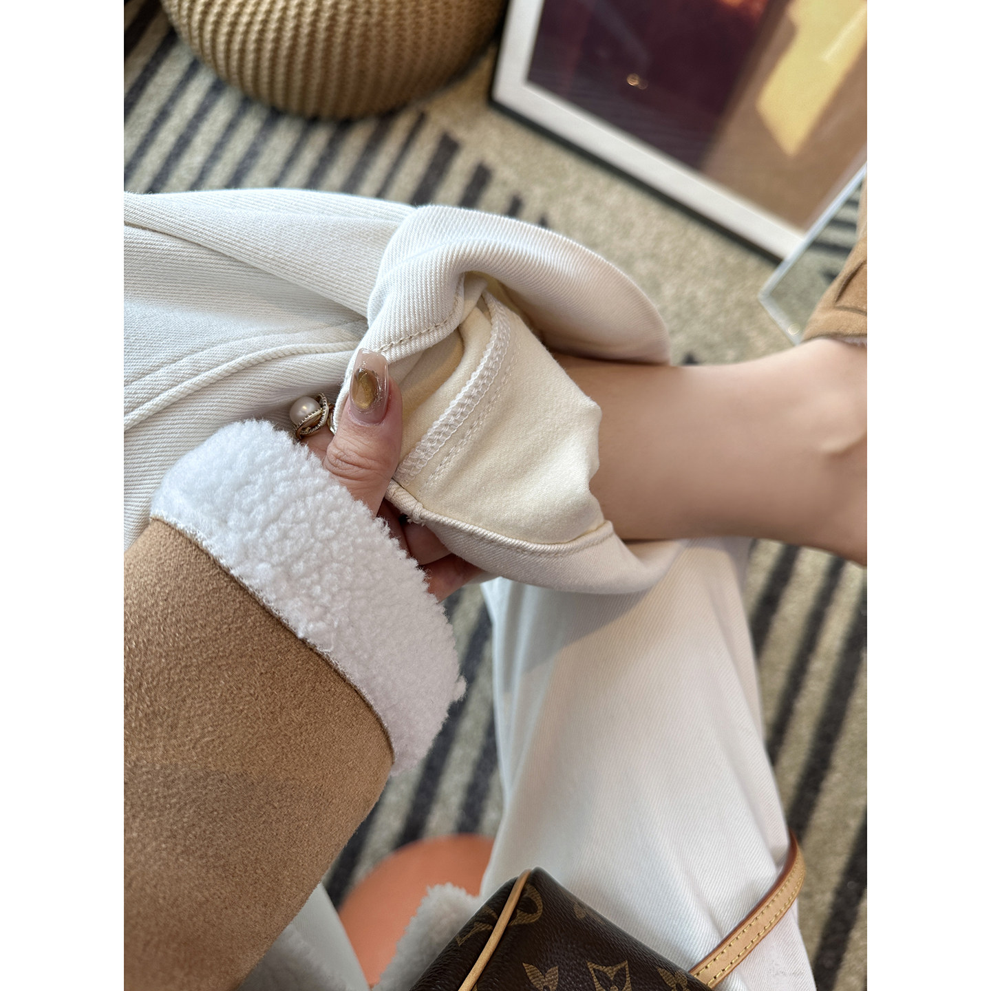 主推挚爱！软糯舒适加绒直筒裤女显瘦四面弹白色九分阔腿牛仔裤子,淘宝优惠券,粉丝福利购,淘宝优惠卷