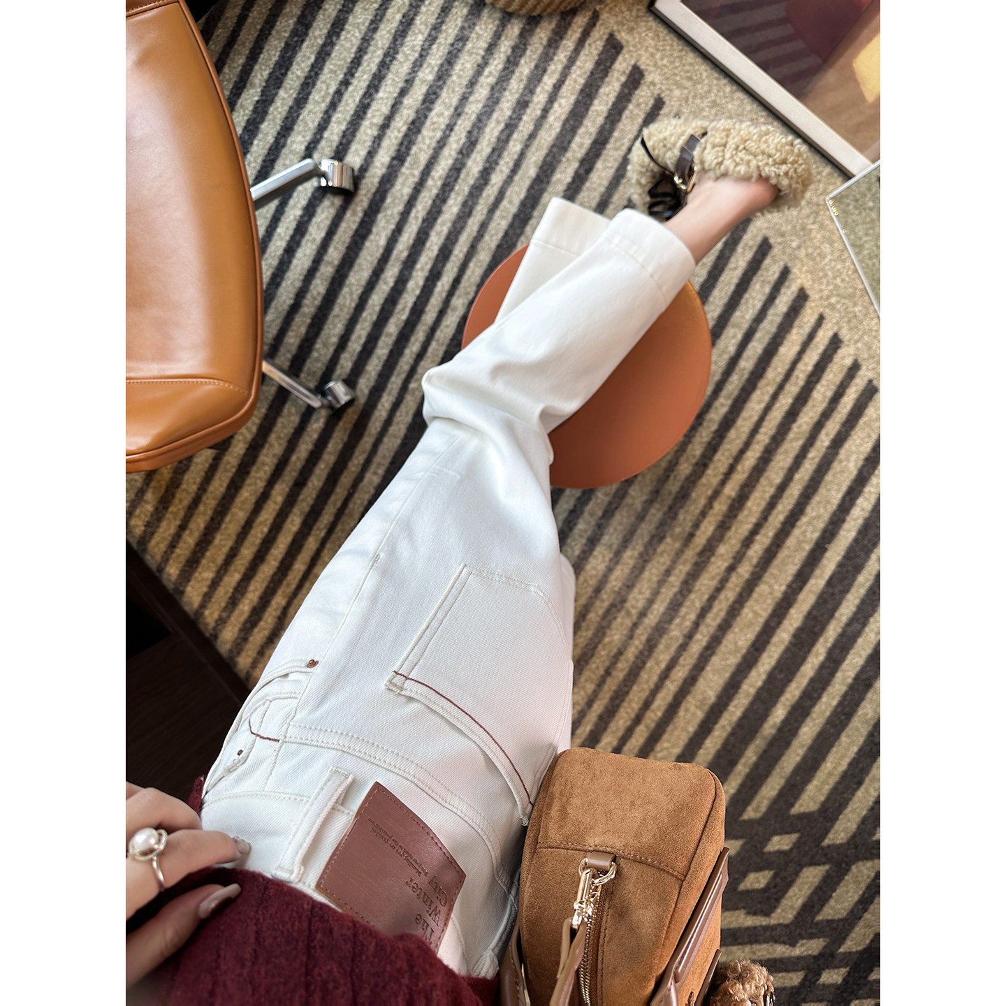 主推挚爱！软糯舒适加绒直筒裤女显瘦四面弹白色九分阔腿牛仔裤子,淘宝优惠券,粉丝福利购,淘宝优惠卷