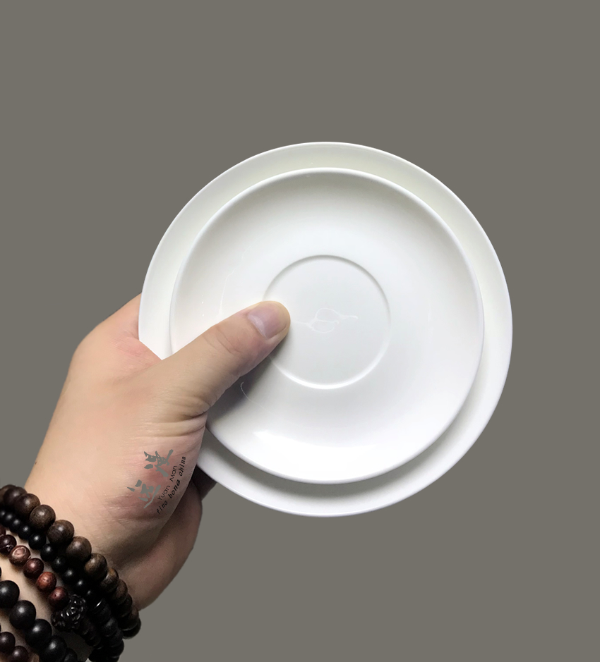骨瓷金边杯托陶瓷杯垫带窝盘子白色茶杯杯垫咖啡杯碟子银色小盘子 - 图2