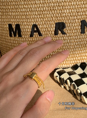 欧美ins小众设计金色可调节戒指