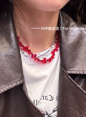 透明玻璃水滴珠手工串珠项链简约