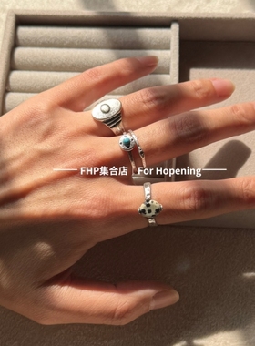 韩系小众手工捶打叠戴戒指高级感