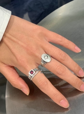 韩系小众设计做旧戒指手工捶打