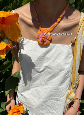 米珠手工串珠扶桑花海岛度假风