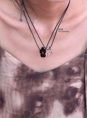 彩色琉璃花朵百搭项链