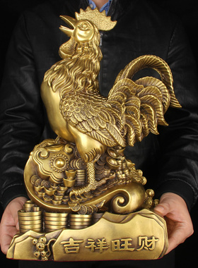 铜鸡摆件黄铜公鸡金鸡如意鸡
