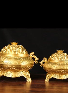 聚宝盆摆件黄铜吉祥物摆件