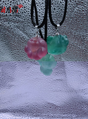 天然萤石吊坠手工雕刻项链静心学生锁骨链闺蜜情侣百搭矿物晶体