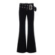 ສີດໍາ eyelet hip ການອອກແບບ jeans ແອວຕ່ໍາສໍາລັບແມ່ຍິງ