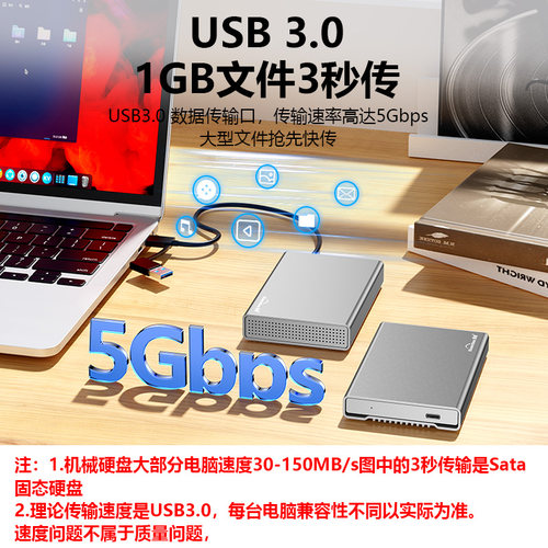 蓝硕 2.5英寸TypeC移动硬盘盒子3.0USB3.1笔记本固态金属外置接壳 - 图0