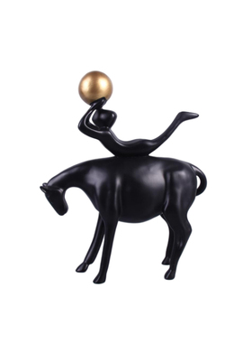 马戏团人物雕塑动物小摆件酒店别墅灰色高档轻奢家居软装饰品陈设