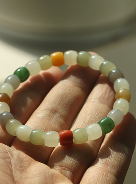 天然和田玉/多宝手串 直切 7*8mm男女款 手链手串