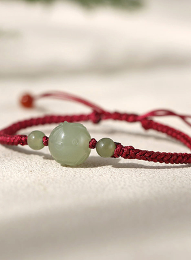 天然和田玉十二生肖兔手链