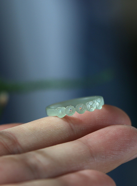 天然和田玉复古铜钱戒指指环