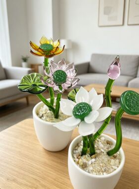 手工玻璃DIY花艺盆栽荷塘花插盆栽微景观家居装饰摆件送闺蜜