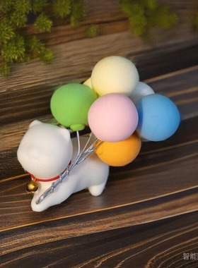 大熊猫气球陶瓷摆件可爱猫咪摆件书桌摆放格子铺装饰桌搭告白气球