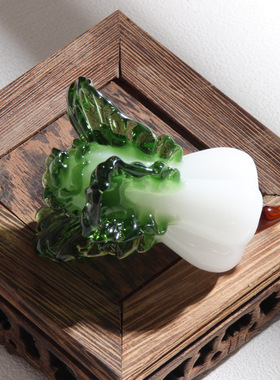 琉璃白菜摆件工艺品客厅装饰品中式酒柜开业礼物高档家居百财摆设