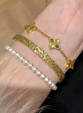 古法碎碎冰手镯爆闪素圈手环手链